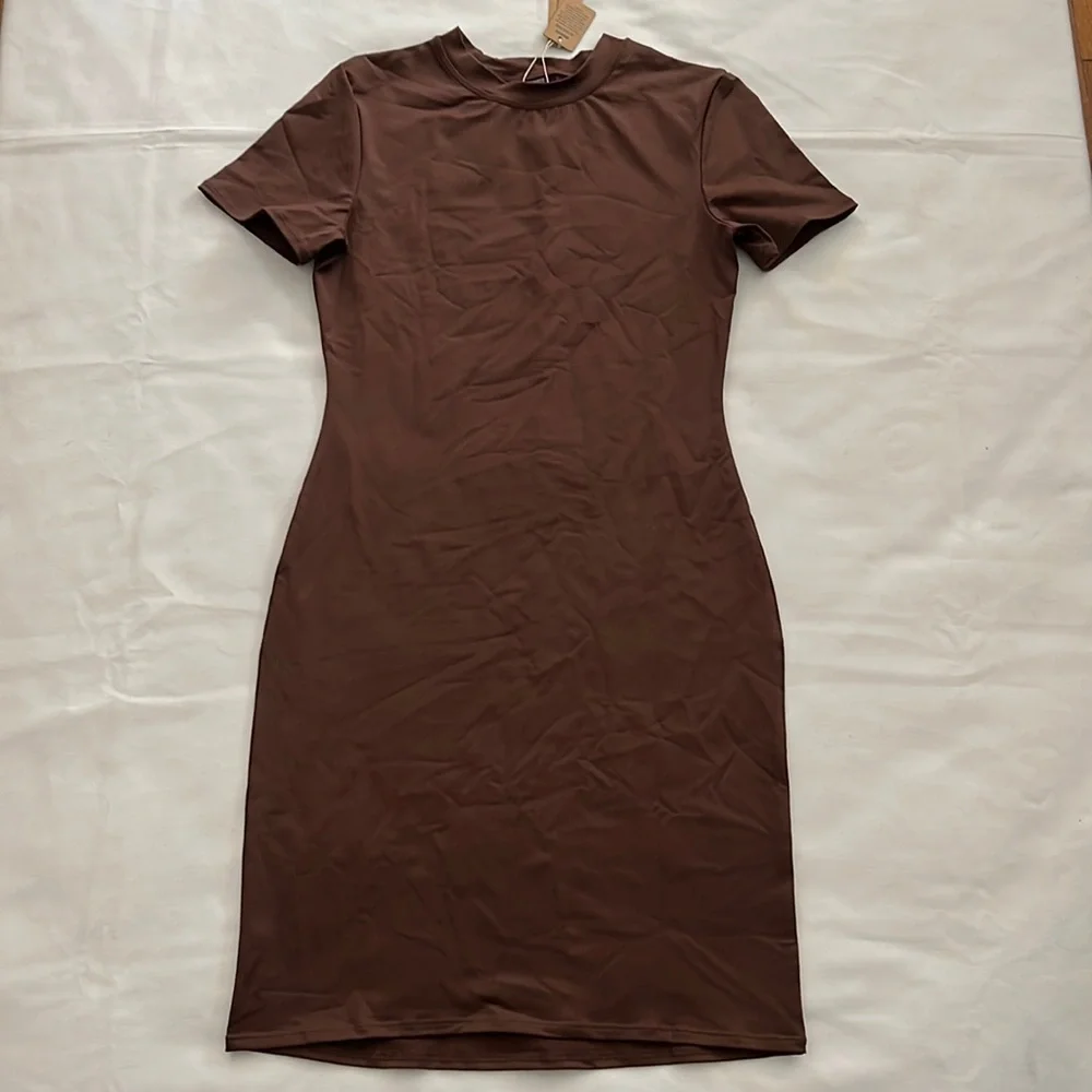 SKIMS Short Sleeve Brown T-Shirt Swim Dress